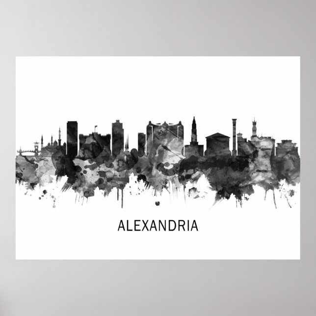 Alexandria Egypt Skyline BW Poster (Front)