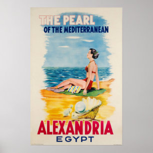 Alexandria, Egypt, Vintage Travel Poster