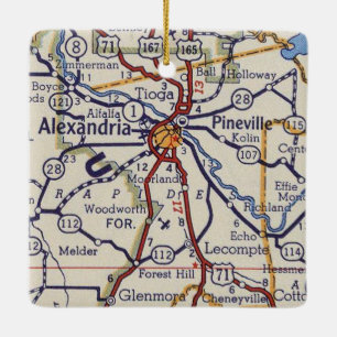 Alexandria LA Vintage Map Ceramic Ornament