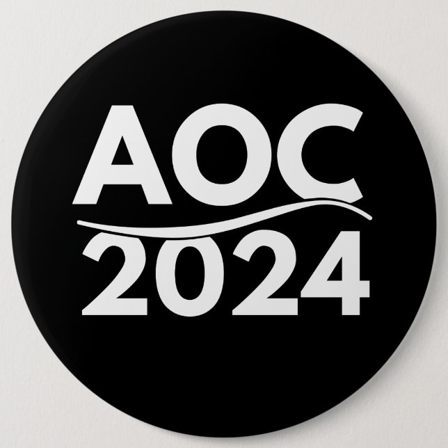 alexandria ocasio cortez 2024, aoc 2024, aoc 6 cm round badge (Front)