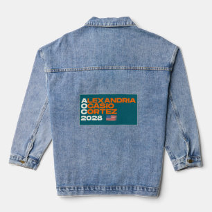 Alexandria Ocasio-Cortez 2028 American Flag Denim Jacket