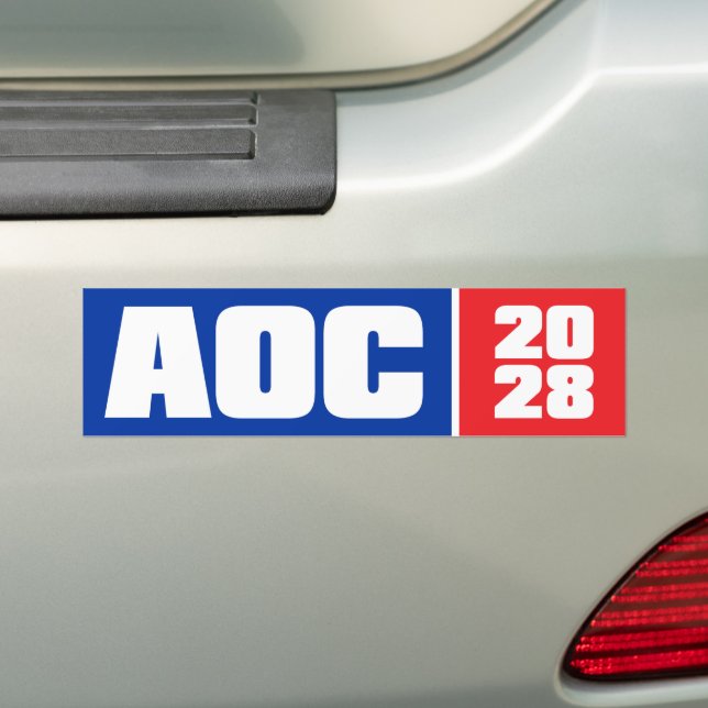 Alexandria Ocasio-Cortez AOC 2028 Bumper Sticker (On Car)