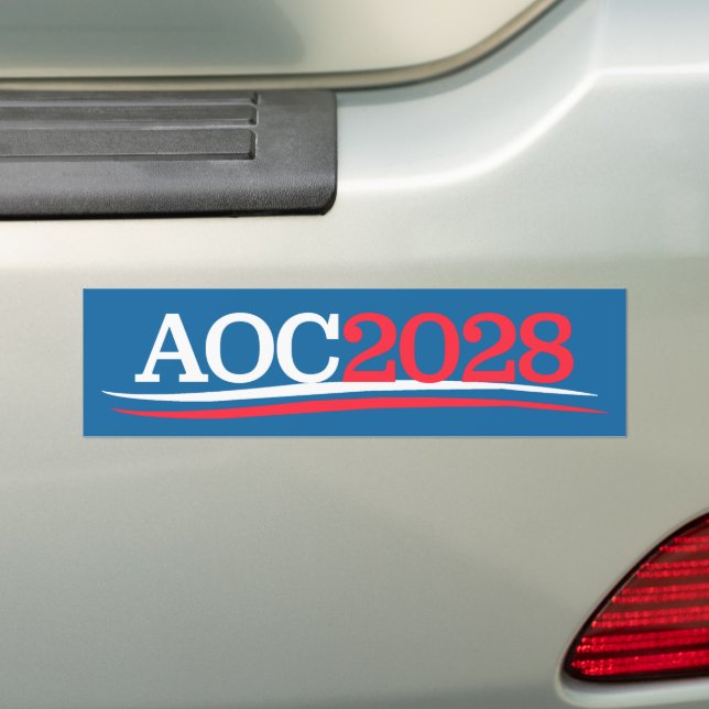 Alexandria Ocasio-Cortez AOC 2028 Bumper Sticker (On Car)