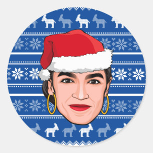 Alexandria Ocasio-Cortez (AOC) Christmas Classic Round Sticker