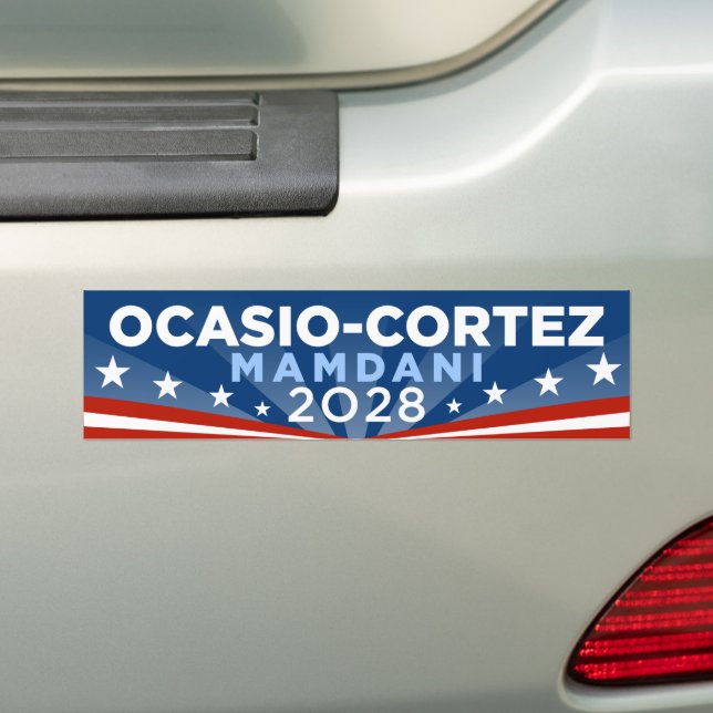 Alexandria Ocasio-Cortez AOC Zohran Mamdani 2028 Bumper Sticker (On Car)