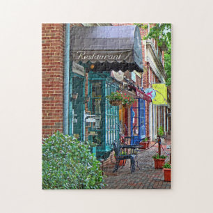 Alexandria VA - Restaurant With Brown Awning Jigsaw Puzzle