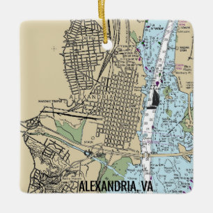 Alexandria Virginia Chart Ceramic Ornament