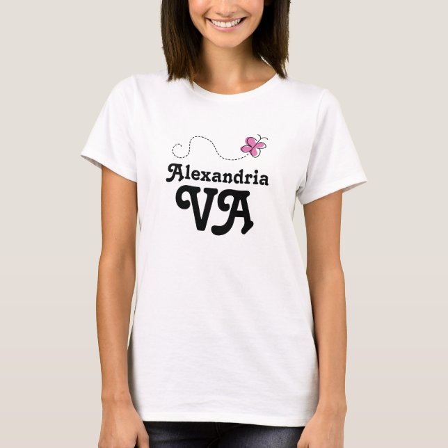 Alexandria Virginia Pink Butterfly T-Shirt (Front)