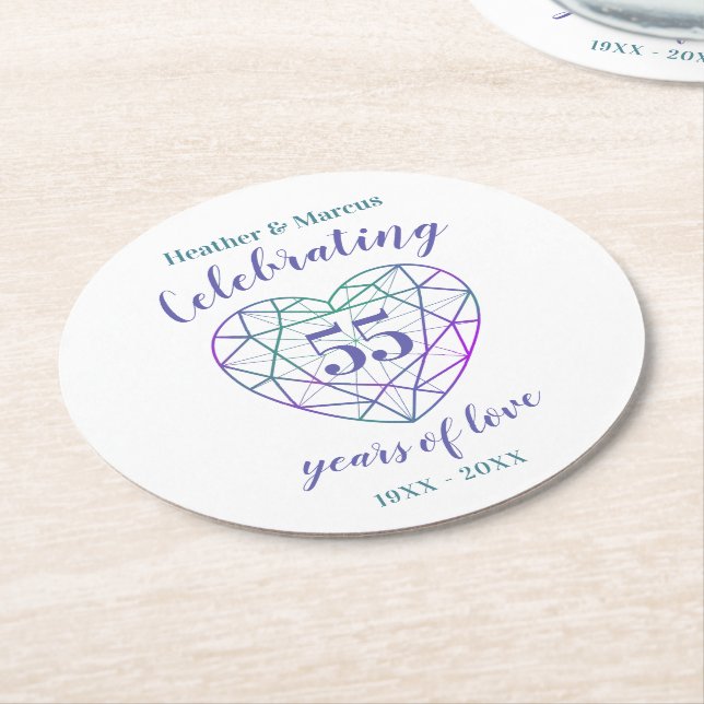 Alexandrite 55 years of love anniversary coasters (Angled)
