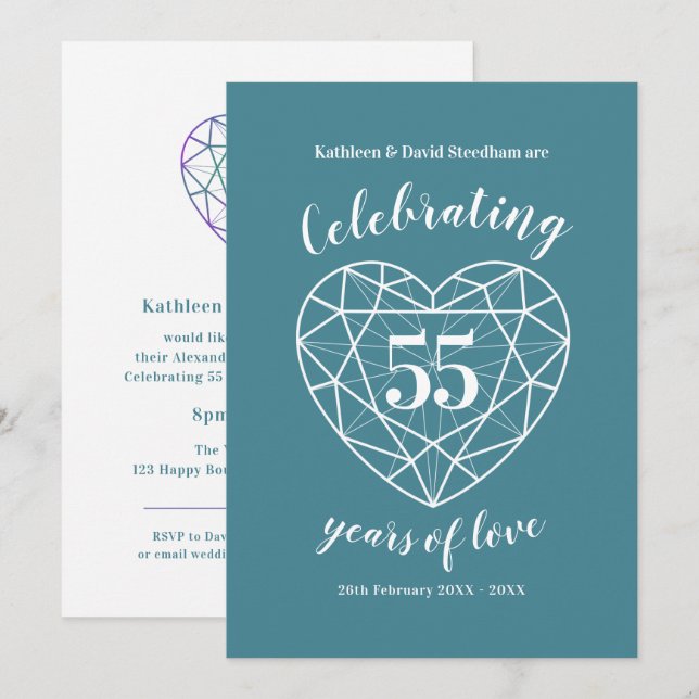 Alexandrite Anniversary 55 years of love invites (Front/Back)