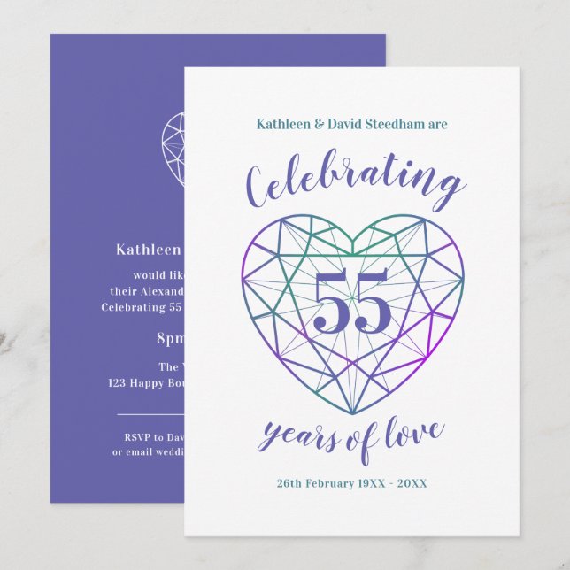Alexandrite Anniversary 55 years of love invites (Front/Back)