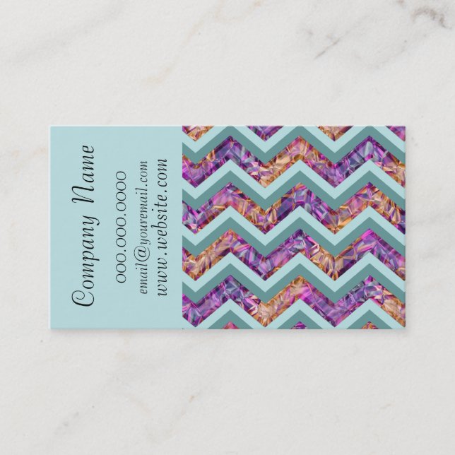 Alexandrite Chevron Zig Zag  Pattern Business Card (Front)