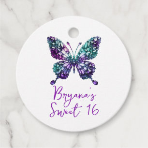 Alexandrite Crystal Teal Butterfly June Birthstone Favour Tags