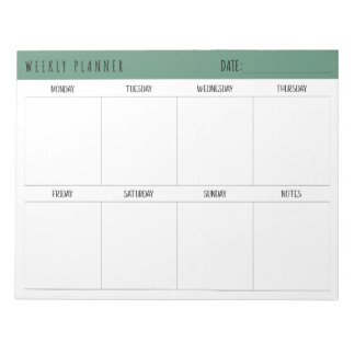 Alexandrite Teal Simple Modern Weekly Planner Notepad