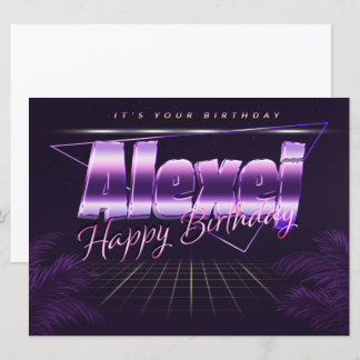 Alexej name first name lila retro card birthday