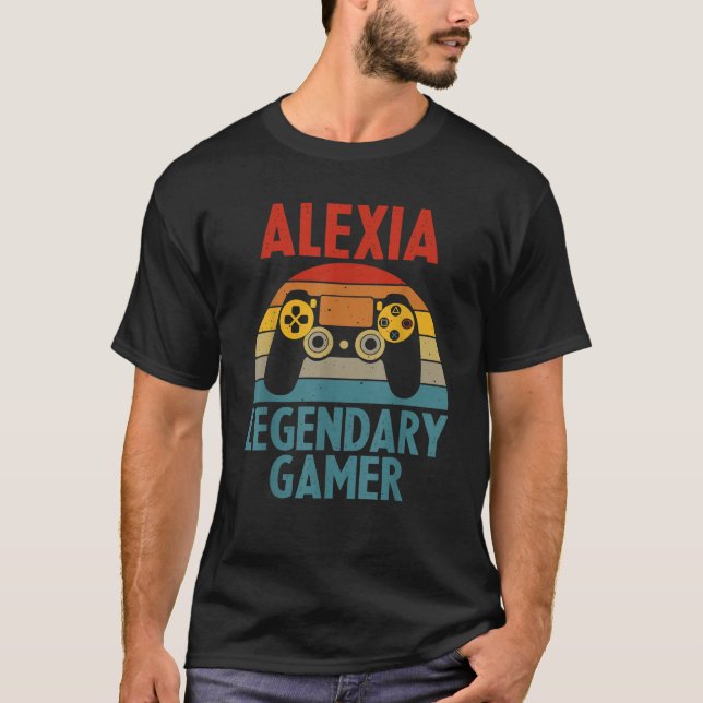 ALEXIA Gift Name Personalised Funny Gaming Geek Bi T-Shirt (Front)