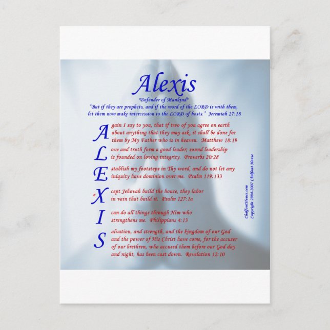Alexis Acrostic Postcard (Front)