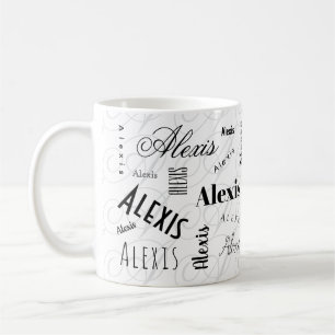 Alexis Custom Name Black White Coffee Mug