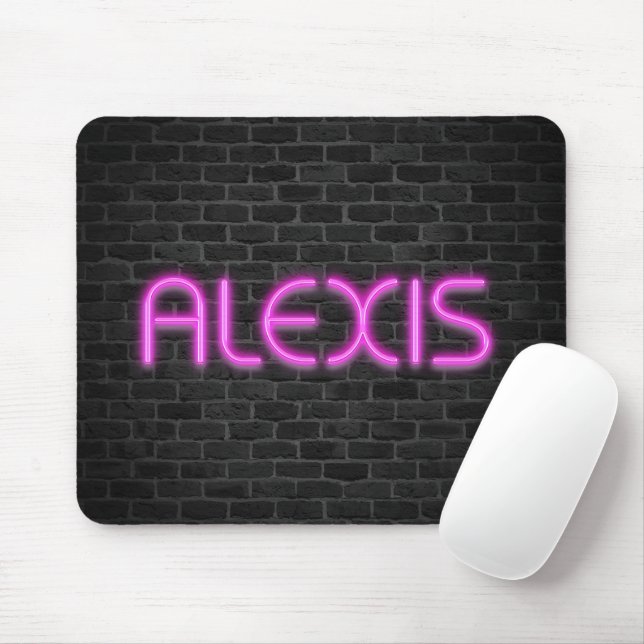 ALEXIS In Pink Neon Lights Mouse Mat (With Mouse)