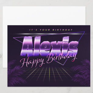 Alexis Name Vorname lila retro Karte Geburtstag Card