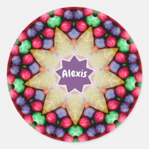 ALEXIS ~ Personalised Easter Candy Pattern ~ Class Classic Round Sticker