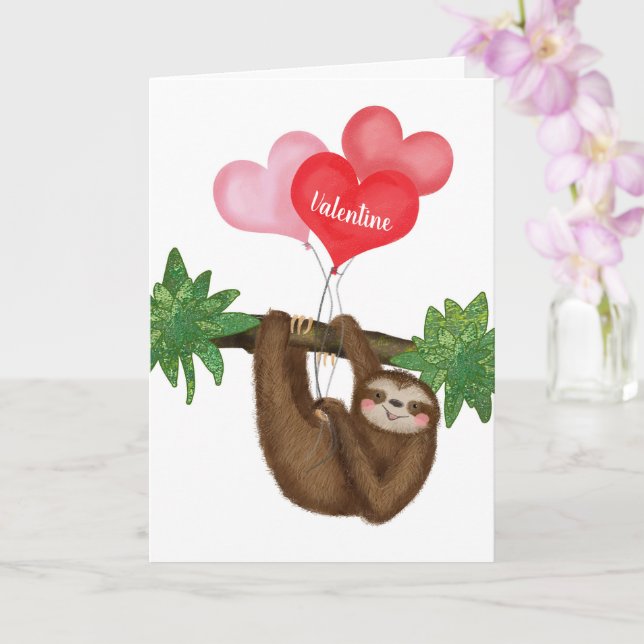Alf the sloth personalised Valentine's card (Orchid)