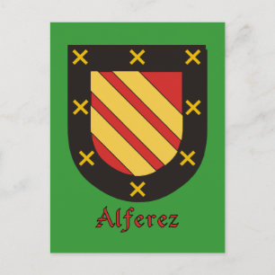 Alferez Family Heraldic Shield Postcard
