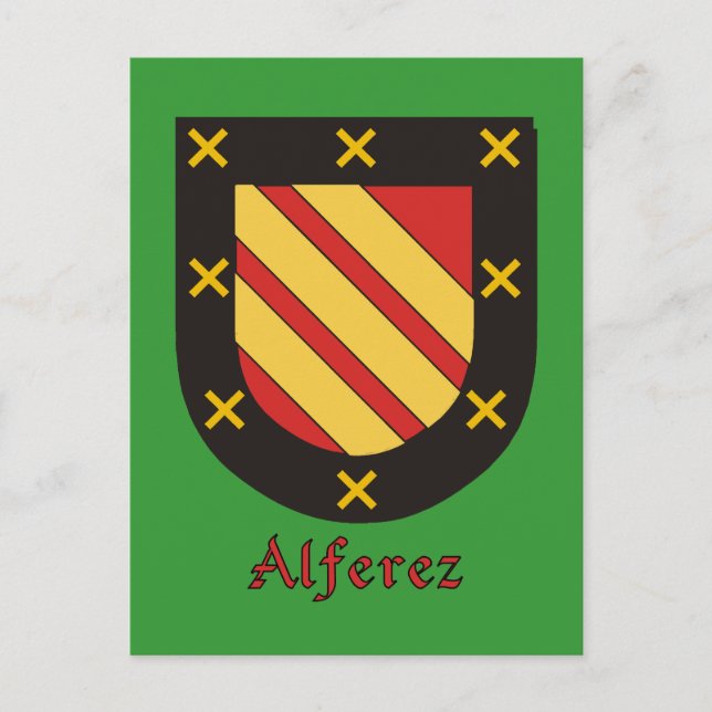 Alferez Family Heraldic Shield Postcard (Front)
