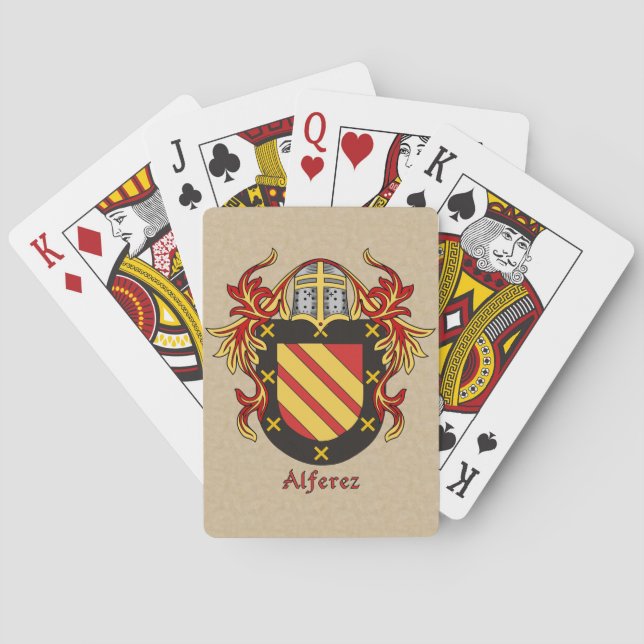 Alferez Heraldic Shield with Mantling Playing Cards (Back)