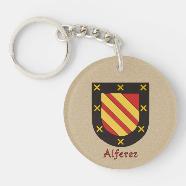Alferez Historical Shield with Spanish Flag Key Ring (Front)