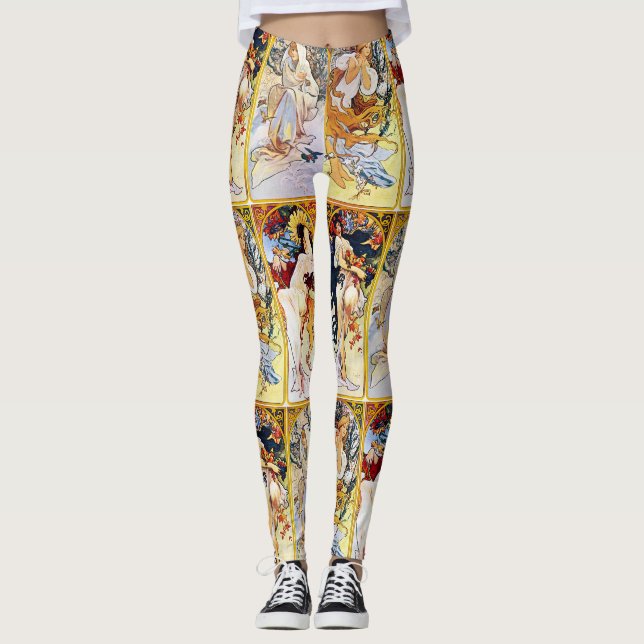 Alfons Mucha 1895 The Four Seasons Leggings (Front)