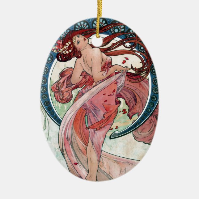 Alfons Mucha 1898 Dance Ceramic Tree Decoration (Front)