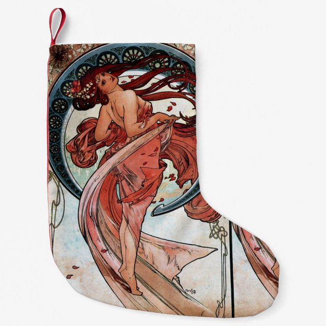 Alfons Mucha 1898 Dance Small Christmas Stocking (Front)