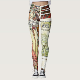 Alfons Mucha 1900 Austrian Pavilion Leggings