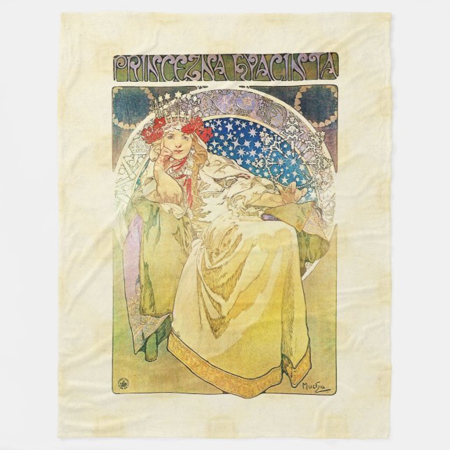Alfons Mucha 1911 Princezna Hyacinta Fleece Blanket (Front)
