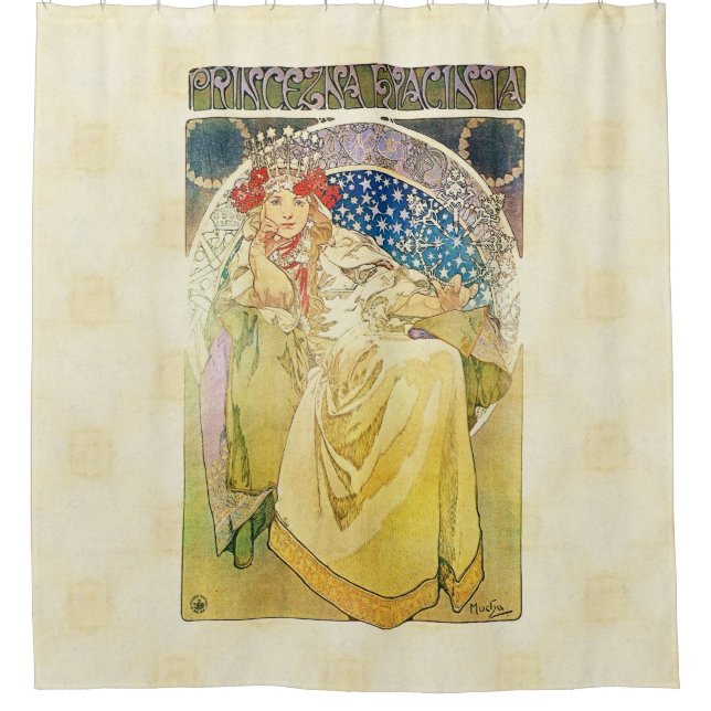 Alfons Mucha 1911 Princezna Hyacinta Shower Curtain (Front)