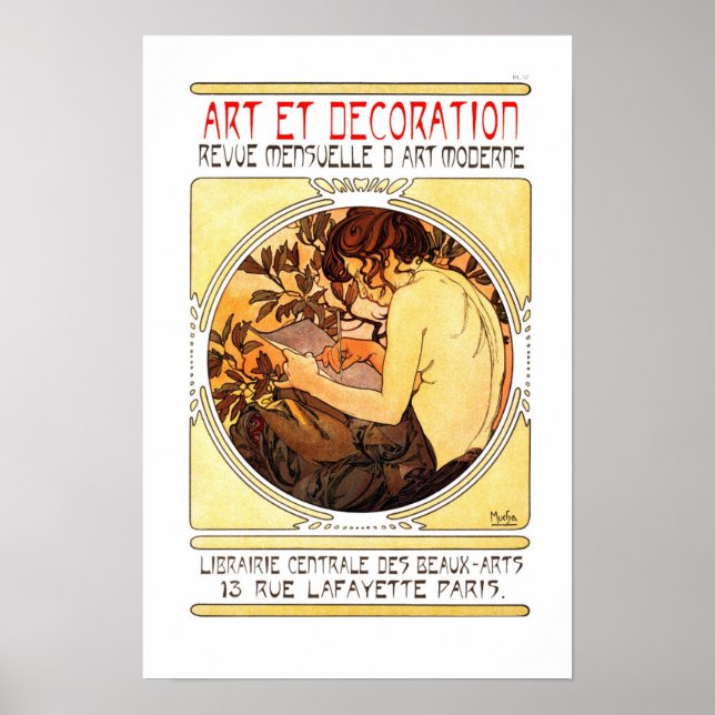 Alfons Mucha -  Art Nouveau Poster (Front)