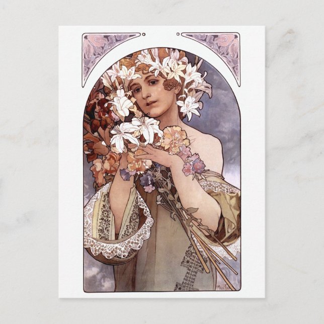 Alfons Mucha: Flower Postcard (Front)