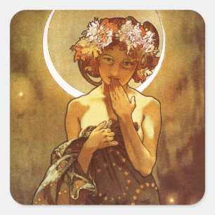 Alfons Mucha: Luna Square Sticker