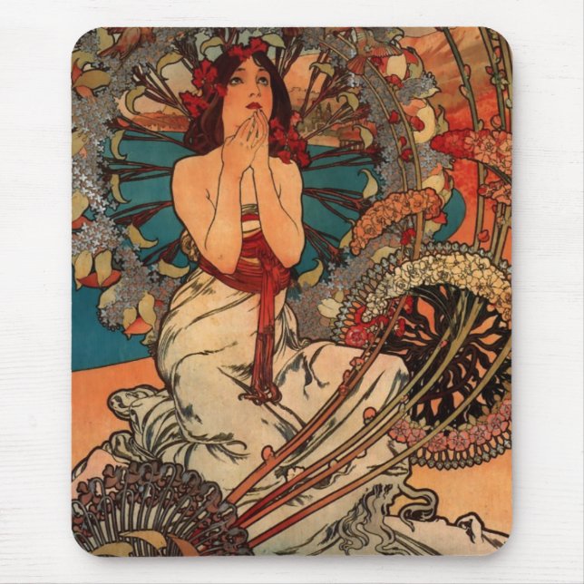 Alfons Mucha Monaco Monte Carlo Mouse Mat (Front)