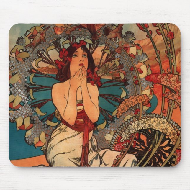 Alfons Mucha Monaco Monte Carlo Mouse Mat (Front)