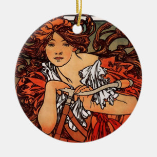 Alfons Mucha Perfecta Ceramic Tree Decoration