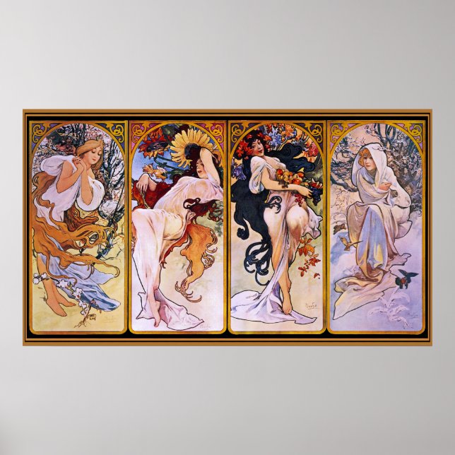 Alfons Mucha ~ The four seasons Poster (Front)