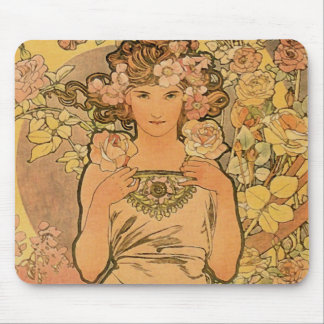 Alfons Mucha ~ The rose Mouse Mat