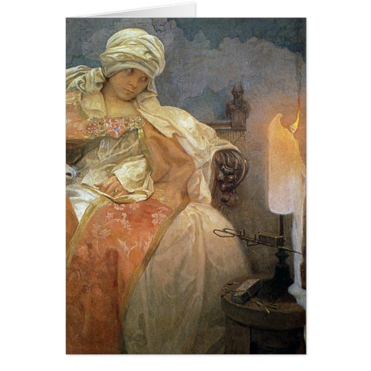 Alfons Mucha ~ Women with Burning Candle Card