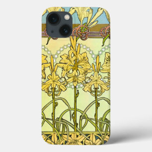 Alfonse Mucha Art Nouveau Lily Floral Pattern iPhone 13 Case