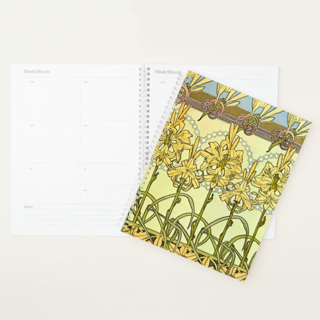 Alfonse Mucha Art Nouveau Lily Floral Pattern Planner (Display)