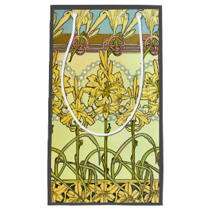 Alfonse Mucha Art Nouveau Lily Floral Pattern Small Gift Bag