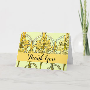 Alfonse Mucha Art Nouveau Lily Floral Pattern Thank You Card
