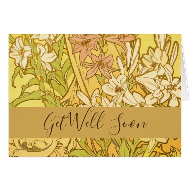 Alfonse Mucha Art Nouveau lily flowers (Front Horizontal)